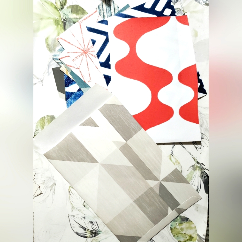 😀 HAND CRAFTED 6x9 wallpaper envelope with 15 wallpaper remnants inside